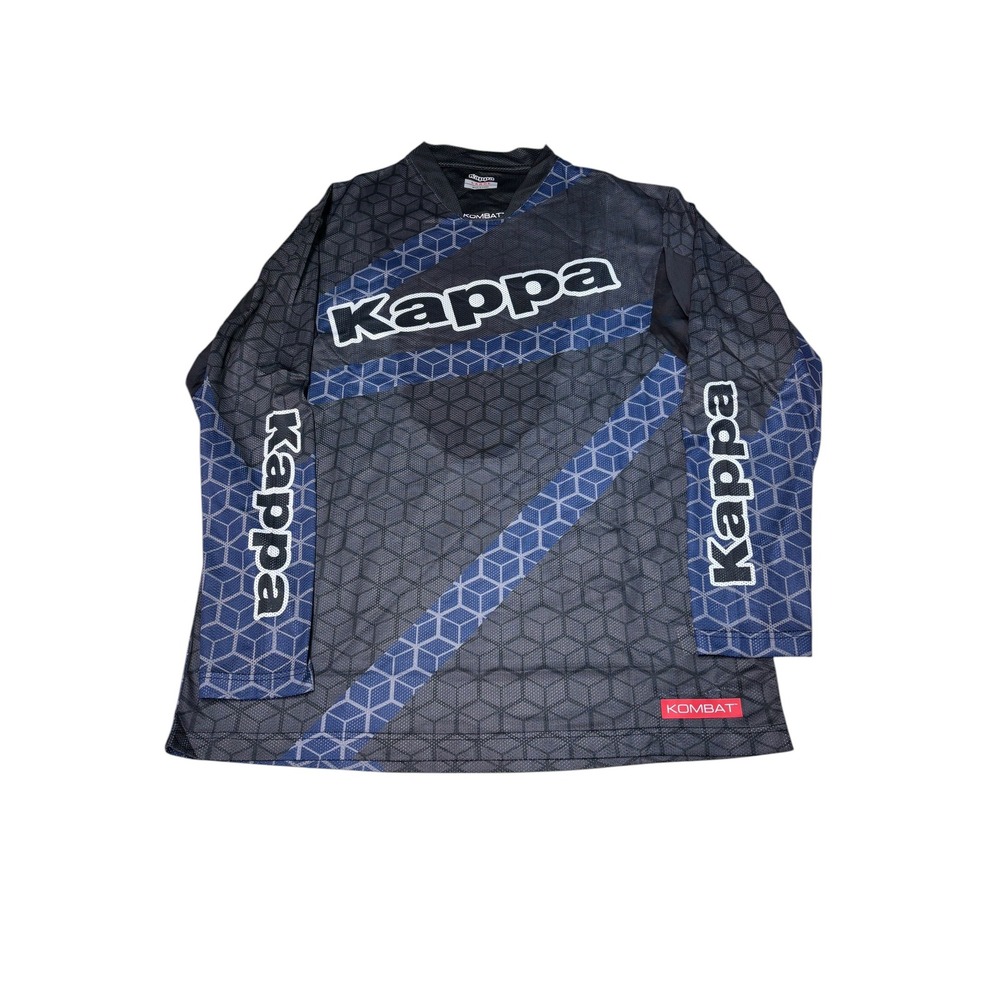 NWT Kappa Kombat Stealth Long Sleeve‎ Jersey Mens Large Black Blue Geometric